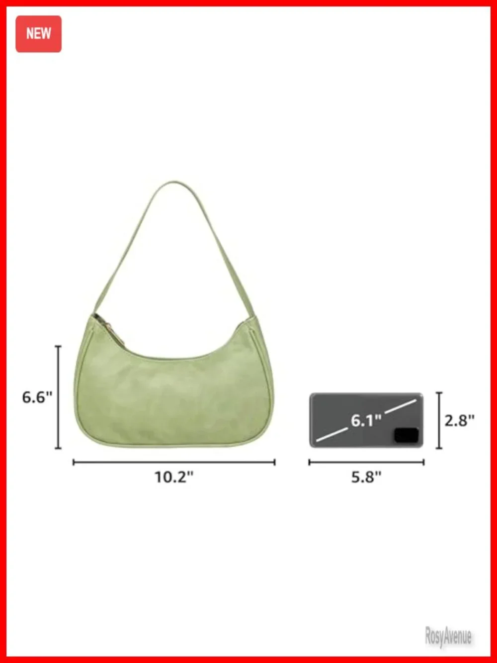 Vegan Leather Hobo Sling Tote Handbag with Zipper Closure